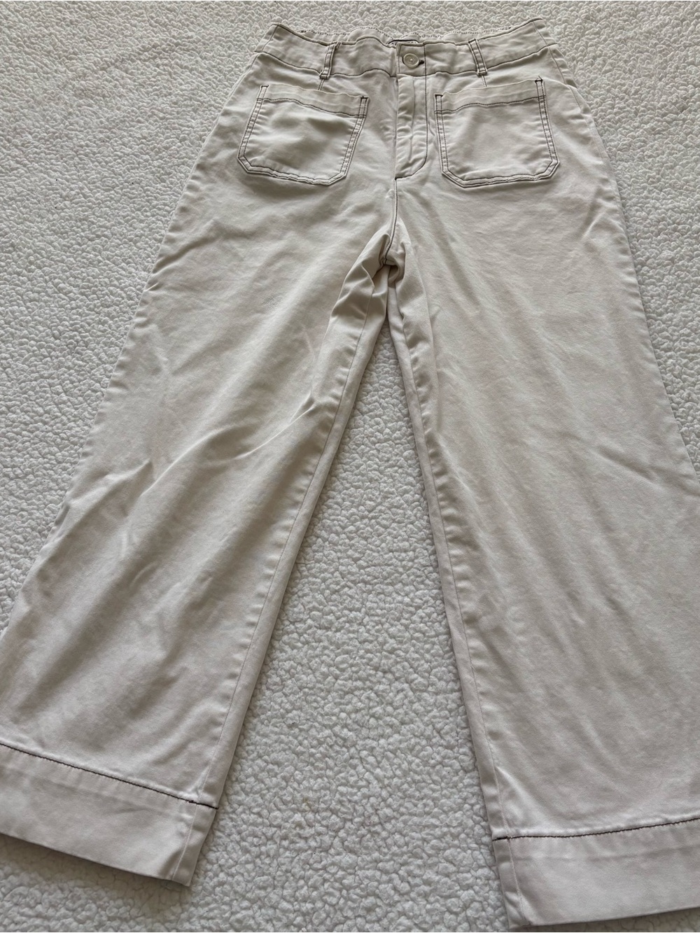Bagatelle Collection New York Cream High Rise Wide Leg Cropped Utility Pants 8